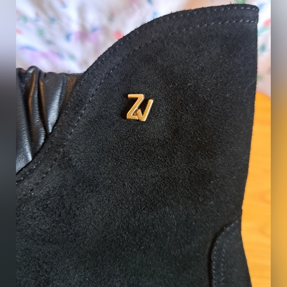 NWOT Zadig & Voltaire Black Suede Chunky Goth Moto Bootie Boot Heel Shoe SZ 7.5 - Picture 7 of 10